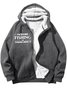 Men's I Am Either Fishing Thinking About It Funny Graphic Print Hoodie Zip Up Sweatshirt Warm Jacket With Fifties Fleece