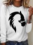 Women's Horse Print Letters Casual Top