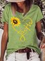 Women's Sunflower Faith Christian Letters Crew Neck Casual T-Shirt