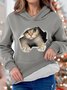 Women‘s 3D Cat Print Hoodie Animal Casual Sweatshirt