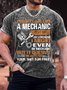 Men's i might look like a mechanic i might smell like a mechanic i'll fix your things for free Funny Printing Crew Neck Text Letters Loose Casual T-Shirt