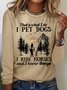 Women's Funny Letter Dog Horse Letter Casual Crew Neck Top