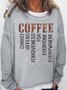 Womens Coffee Lover Print Casual Crew Neck Sweatshirt