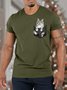 Men’s Cat In The Pocket Pattern Regular Fit Casual Cotton T-Shirt