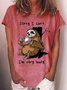 Women's Funny Sloth Sorry I Can't I'm Very Busy Print Casual T-Shirt