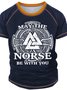 Men's May The Norse Be With You Religious Faith Graphic Print Crew Neck Casual Text Letters T-Shirt