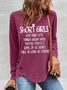 Short Girls Funny Print Women's Casual Long Sleeve T-Shirt