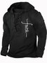 Men's Faith The Religious Cross Graphic Print Regular Fit Hoodie Text Letters Casual Sweatshirt