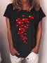Women's Funny Heart Casual Text Letters T-Shirt