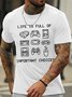 Men's Life Is Full Of Important Choices Play Games Funny Graphic Print Cotton Casual Text Letters Loose T-Shirt