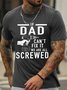 Men's If Dad Can't Fix It We Are All Screwed Funny Graphic Print Casual Cotton Crew Neck Text Letters T-Shirt