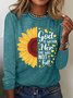 Women‘s Sunflower God Is Within Her She Will Not Fall Long Sleeve T-Shirt
