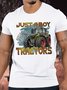 Men's Just A Boy Who Loves Tractors Funny Graphic Print Casual Loose Cotton Text Letters T-Shirt