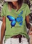 Women's No One Is And That Is Your Superpower Butterfly Crew Neck Letters Casual T-Shirt