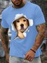 Men’s Dog Animal Pattern Cotton Text Letters Casual T-Shirt