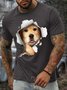 Men’s Dog Animal Pattern Cotton Text Letters Casual T-Shirt