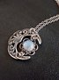 Ethnic Vintage Paved Opal Moon Pattern Necklace Sweater Dress Matching Jewelry