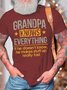 Men’s Grandpa Knows Everything If He Doesn’t Know He Makes Stuff Up Really Fast Casual Text Letters Regular Fit Cotton T-Shirt