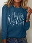 Women's Happy New Year Crew Neck Letters Casual Top
