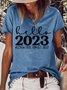 Women's Welcome 2023 Funny Happy New Year Letters Crew Neck Casual T-Shirt