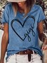 Women's Gigi Heart Crew Neck Casual Letters T-Shirt