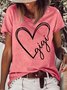 Women's Gigi Heart Crew Neck Casual Letters T-Shirt