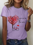 Women's Heart Valentine’s Day Couples Crew Neck Casual Cat Cotton T-Shirt