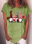 Women's Valentine Gnomes Crew Neck Casual Letters T-Shirt