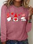 Women's Valentine Gnomes Hearts Crew Neck Casual Top