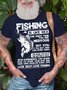 Men's Fishing Is Like Do Something The First Time You Are Nervous Funny Graphic Print Cotton Loose Text Letters Casual T-Shirt