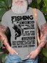 Men's Fishing Is Like Do Something The First Time You Are Nervous Funny Graphic Print Cotton Loose Text Letters Casual T-Shirt