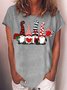 Women's Valentine Gnomes Crew Neck Casual Letters T-Shirt