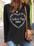 Women's Sister Trip Heart Simple Text Letters Long Sleeve Top