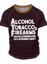 Men's Alcohol Tobacco And Should Be A Convenience Store Funny Graphic Print Text Letters Regular Fit Casual Crew Neck T-Shirt