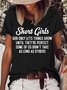 Women's Funny Short Girl Letters Crew Neck Casual T-Shirt