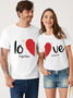 Men's Couple Love Together Forever Valentines Casual Text Letters Loose T-Shirt