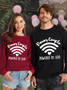 Funny Unisex Couple Power Couple Powered By God Lovers Casual Loose Sweatshirt