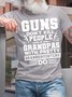 Men’s Guns Don’t Kill People Grandpas With Pretty Granddaughters Do Regular Fit Cotton Casual Crew Neck T-Shirt