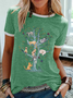 Women's Funny Cat Lover Simple Crew Neck Regular Fit T-Shirt