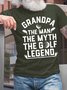 Men’s Grandpa The Man The Myth The Golf Legend Crew Neck Casual Regular Fit T-Shirt