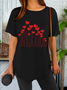 Women's Gift for Valentines Day Heart Loose Casual Crew Neck T-Shirt