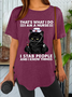Women‘s Funny Word Black Cat That's What I Do I Am A Nurse Crew Neck Casual T-Shirt