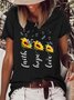 Women's Sunflower Dragonfly Print Casual Crew Neck Letters T-Shirt