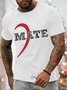 Men's Love Soul Mate Funny Graphic Print Valentine's Day Gift Couple Cotton Casual Crew Neck Text Letters T-Shirt