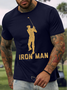 Men's Golf Iron Man Funny Graphic Print Loose Casual Cotton Text Letters T-Shirt