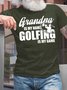 Men's Grandpa Is My Name Golfing Is My Game Funny Graphic Print Crew Neck Cotton Casual Text Letters T-Shirt