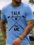 Men's Talk Birdie To Me Funny Golf Graphic Print Crew Neck Text Letters Cotton Casual T-Shirt