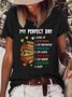 Women's My Perfect Day Read Books Funny Reading Book Lover Crew Neck Casual Text Letters T-Shirt