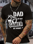 Men's Dad By Day Gamer By Night Crew Neck Cotton Casual Regular Fit T-Shirt