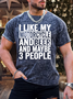 Men's I Like My Motorcycle And Beer And Maybe 3 People Crew Neck Casual T-Shirt